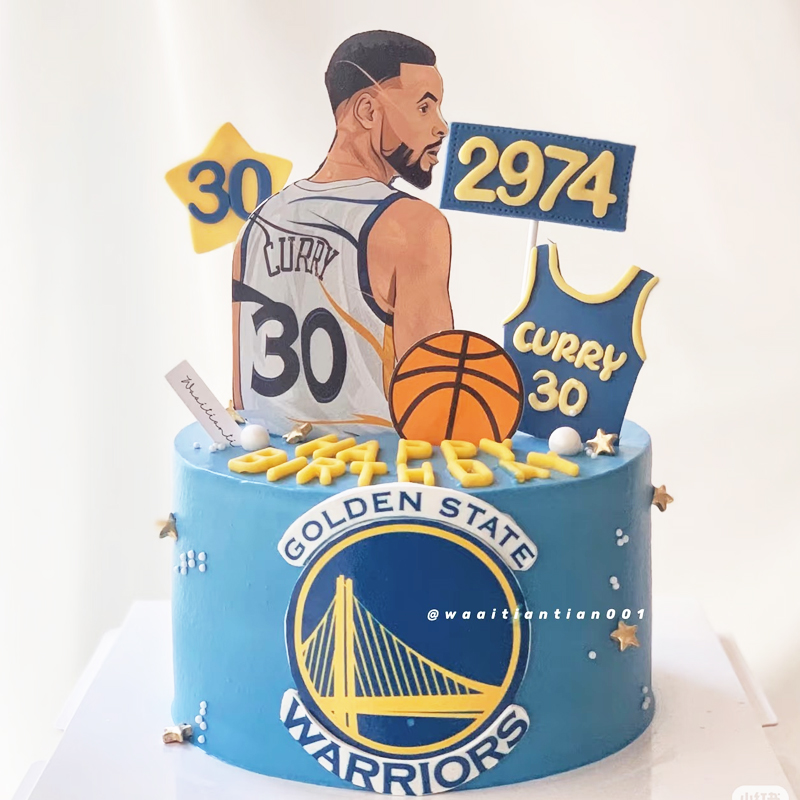 NBA篮球主题糯米纸生日蛋糕装饰CURRY球星30号元素烘焙插牌定制