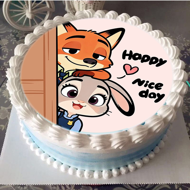 卡通朱迪尼克动物成主题糯米威化纸生日蛋糕装饰520情侣烘焙用纸