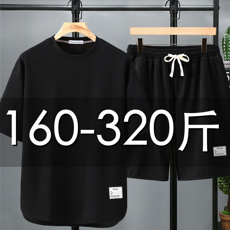 大码休闲运动套装男士夏季加肥加大搭配一套男装短裤短袖t恤衣服