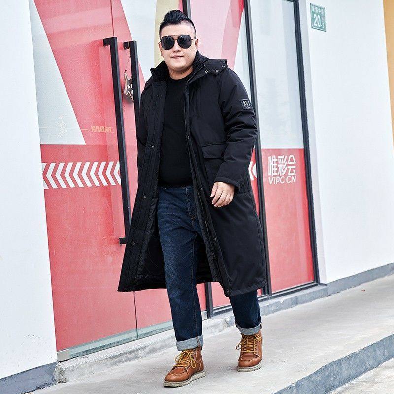 加肥加大羽绒服男士中长款过膝活里活面外套胖子大码加厚防寒大衣