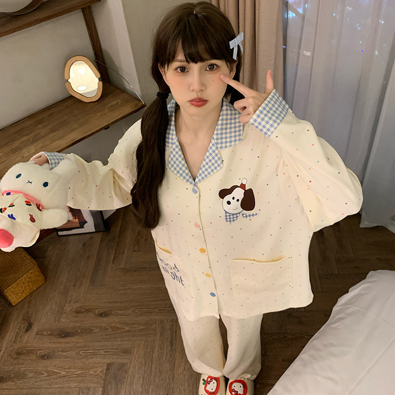 2026新款女童纯棉睡衣春秋款长袖女孩家居服少女初中生网红套装