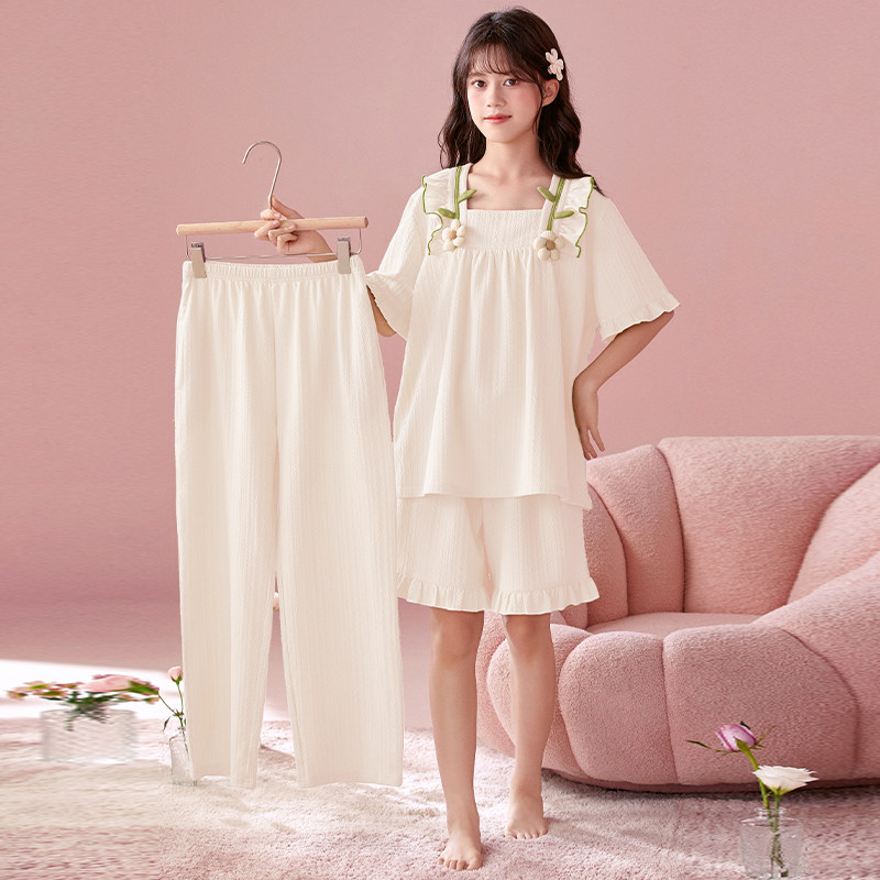 三件套中大童公主风透气家居服