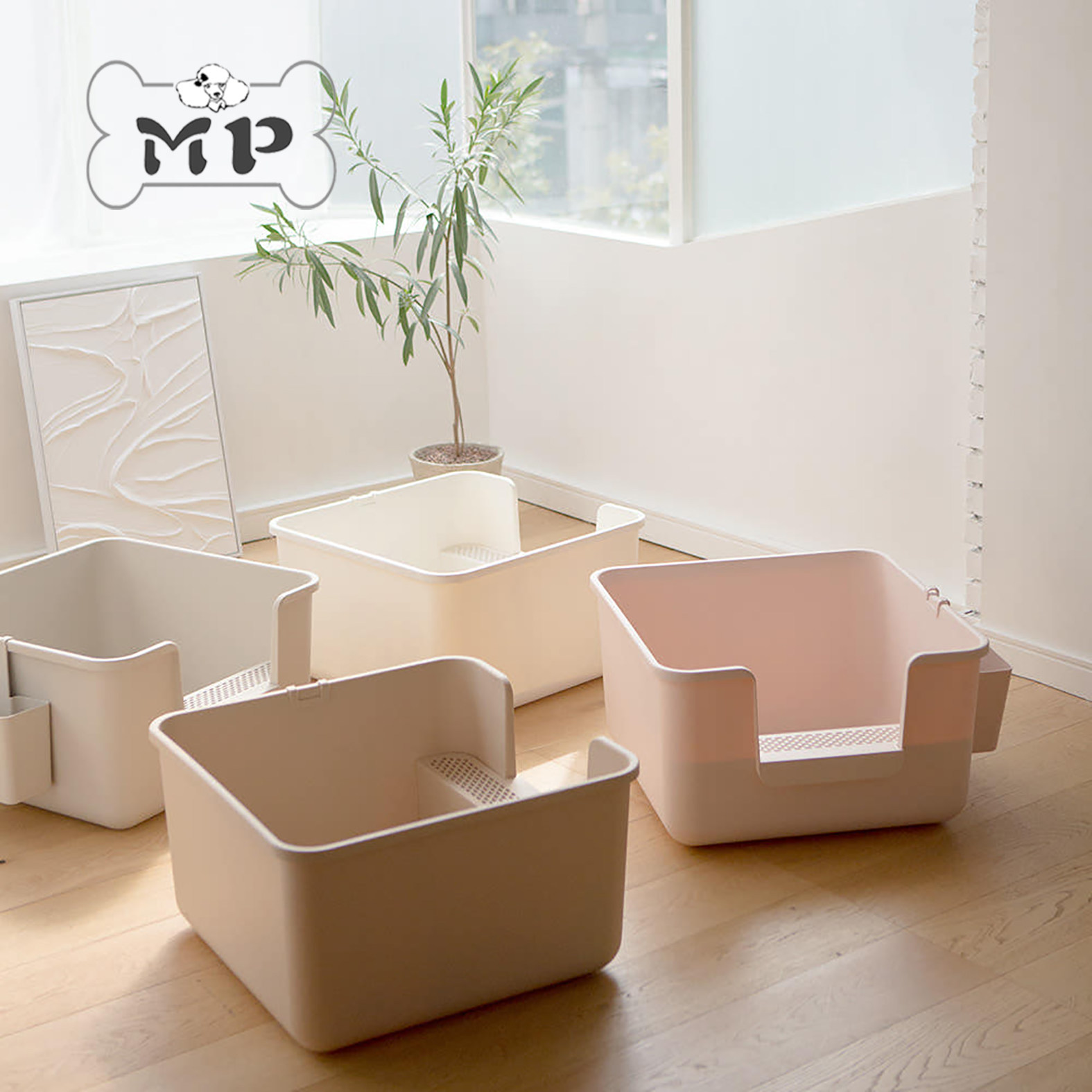 韩代宠物大号方形开放式猫砂盆