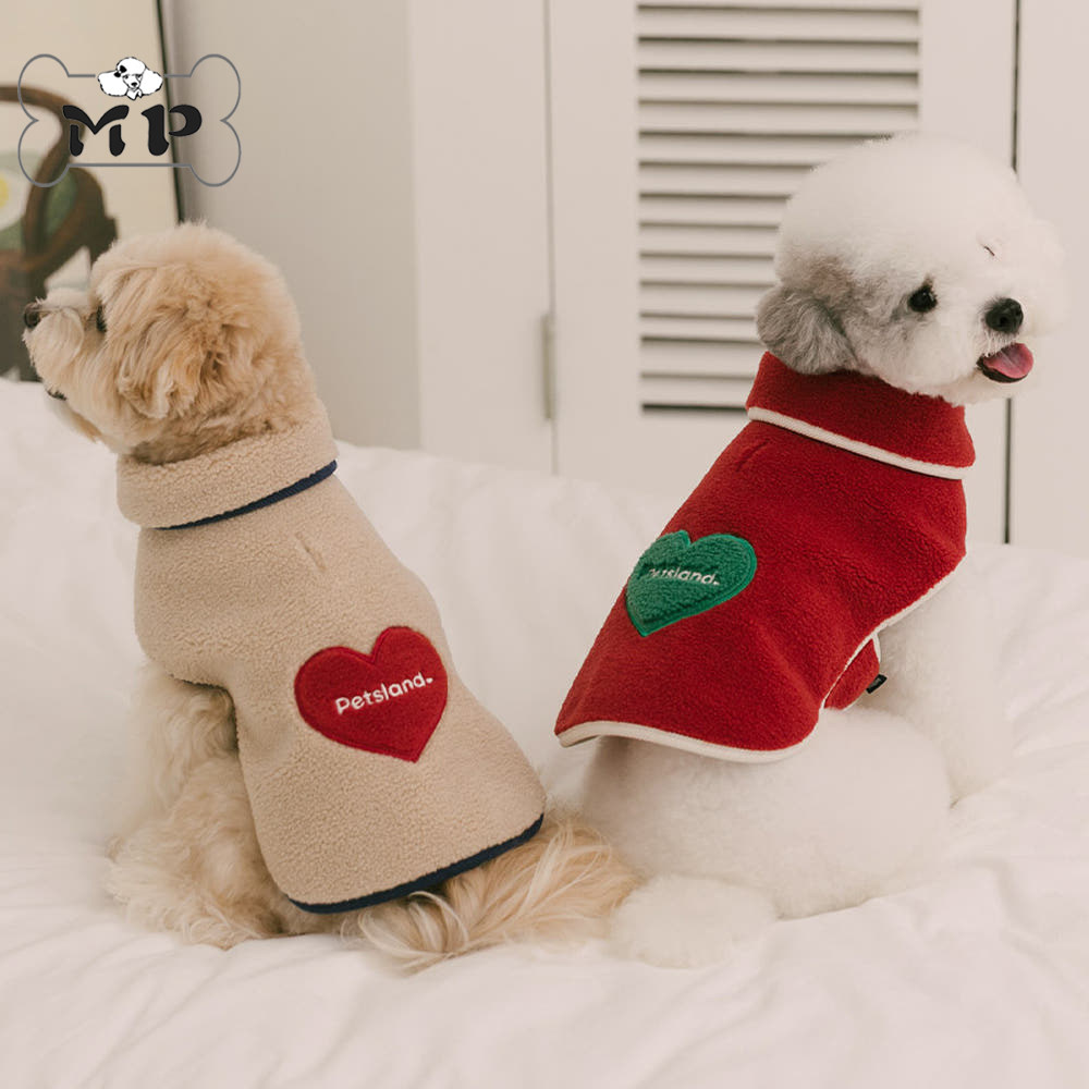 韩代宠物冬摇粒绒爱心披风斗篷