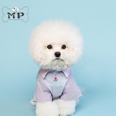 韩代宠物春夏刺绣郁金香短袖衬衫