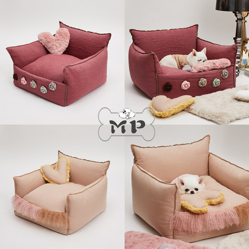 韩代宠物LD蕾丝边粗花呢复古沙发