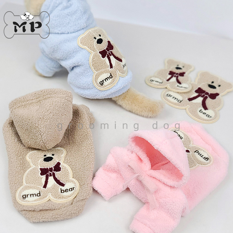 宠物宠物摇粒绒可爱小熊连帽绒衫