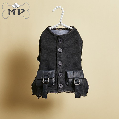 韩代宠物秋冬LD双口袋碳色四脚衣