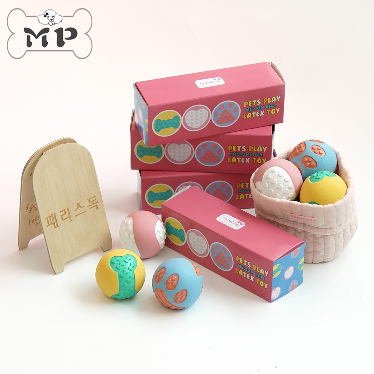 韩代宠物骨头爱心发声玩具球套装