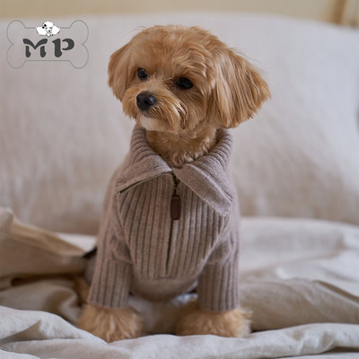韩代宠物羊绒翻领燕麦针织衫毛衣