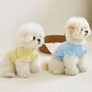 『Memory Pet』韩国bennys宠物猫狗春夏蝴蝶结针织飞袖露脐上衣