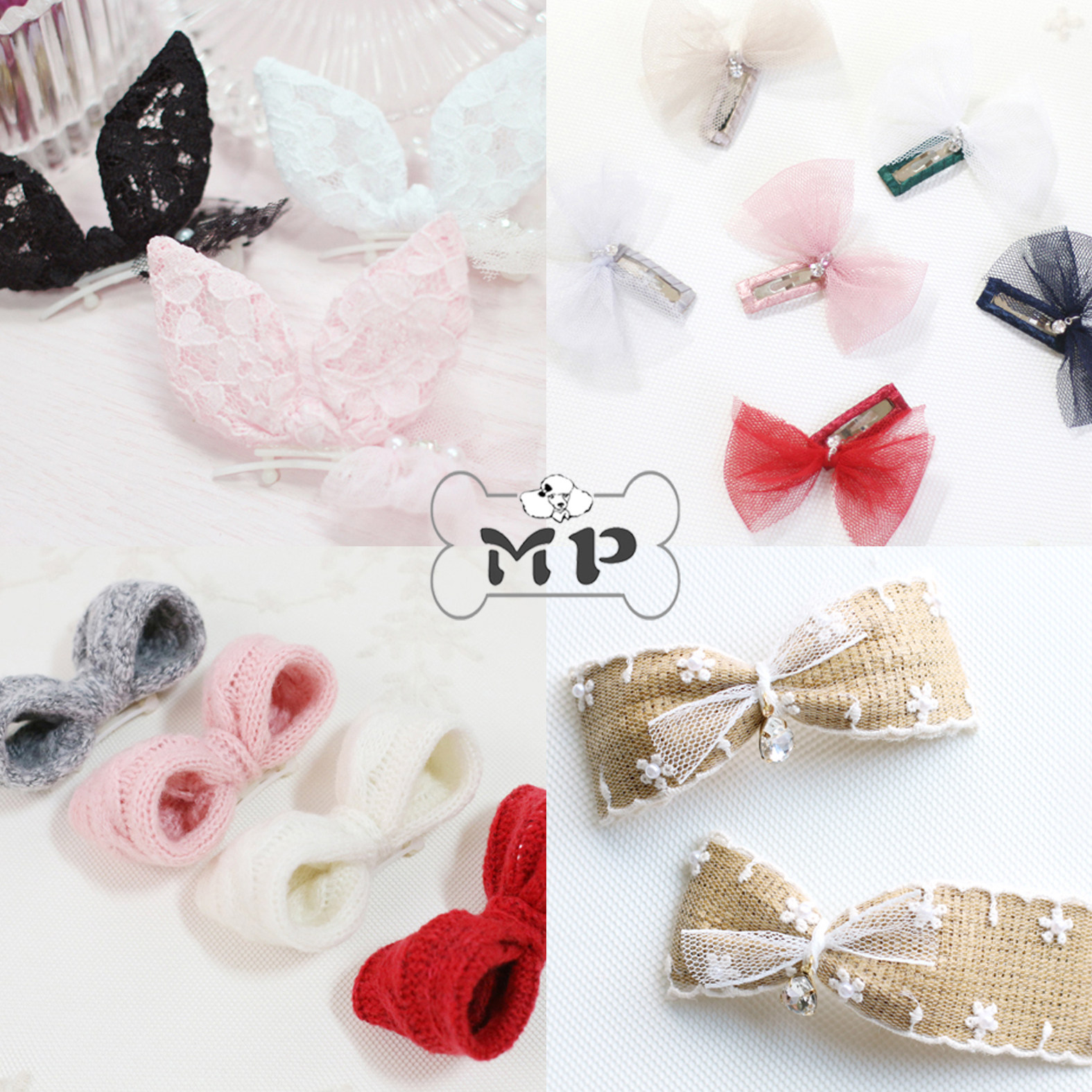 『Memory Pet』韩国sweetbombom宠物蕾丝钩针水钻网纱蝴蝶结发夹,宠物/宠物食品及用品,发饰/头饰,淘宝优惠券,粉丝福利购,淘宝优惠卷