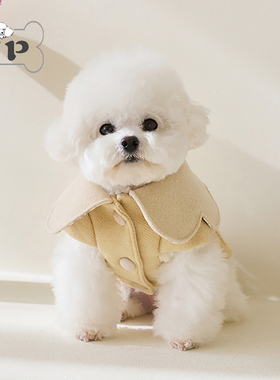 『Memory Pet』韩国代购宠物秋冬保暖毛呢仿貂毛翻领纯色披肩马甲