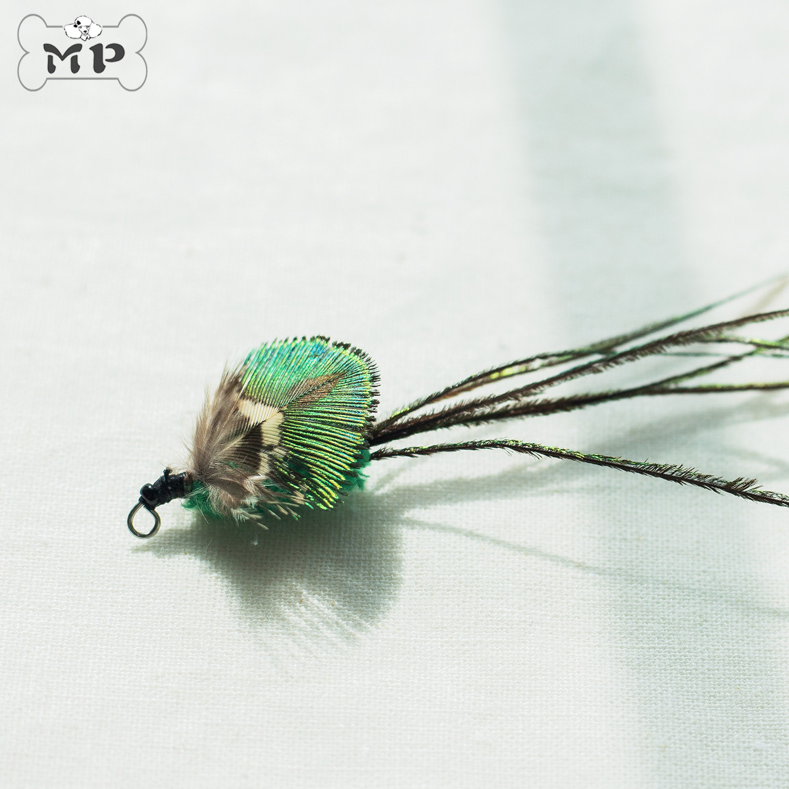 韩代猫咪孔雀毛长尾昆虫逗猫玩具