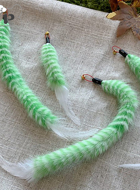 『Memory Pet』韩国代购宠物猫咪毛绒长短绿色松毛虫逗猫棒替换头