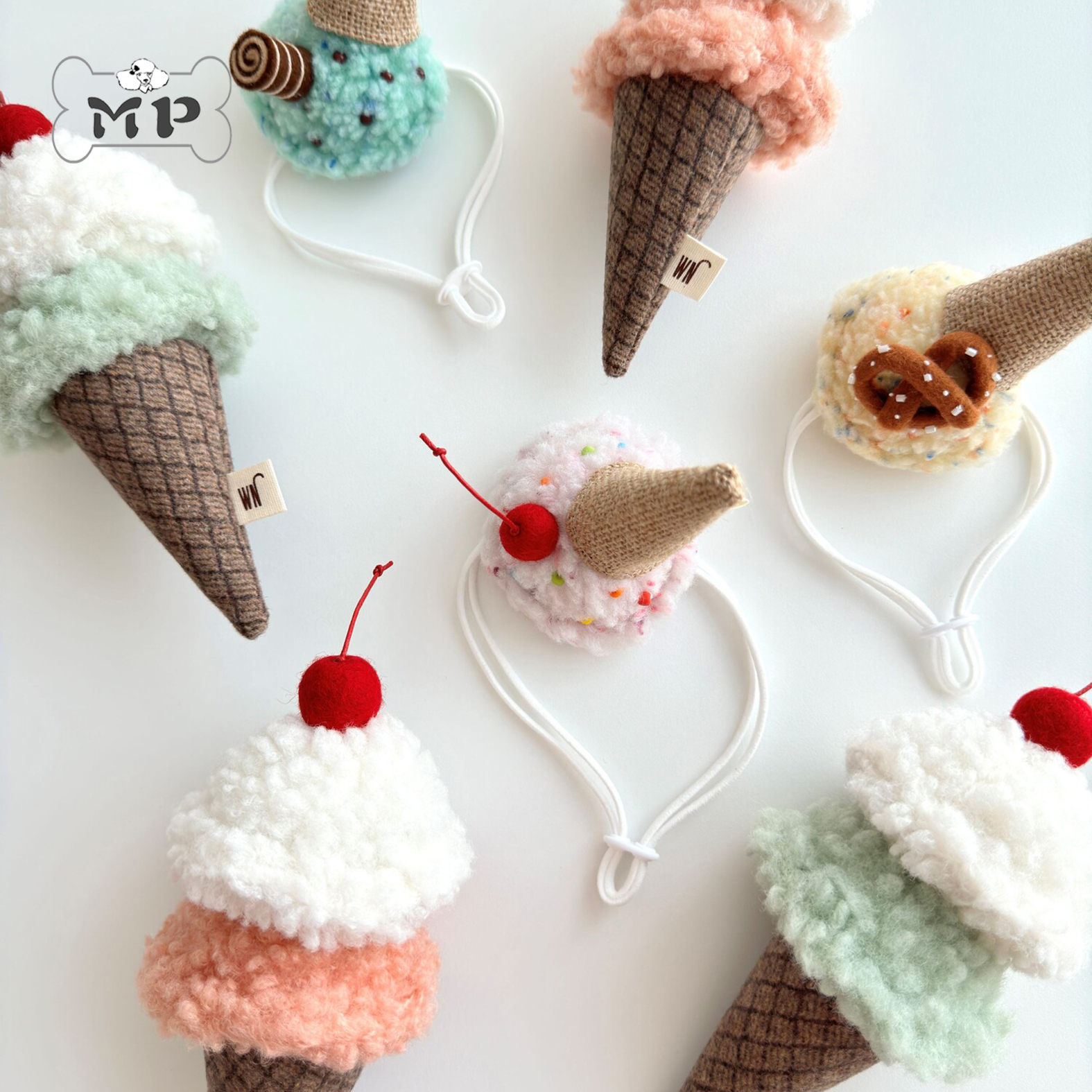 韩代宠物冰淇淋羊毛毛毡帽子玩具