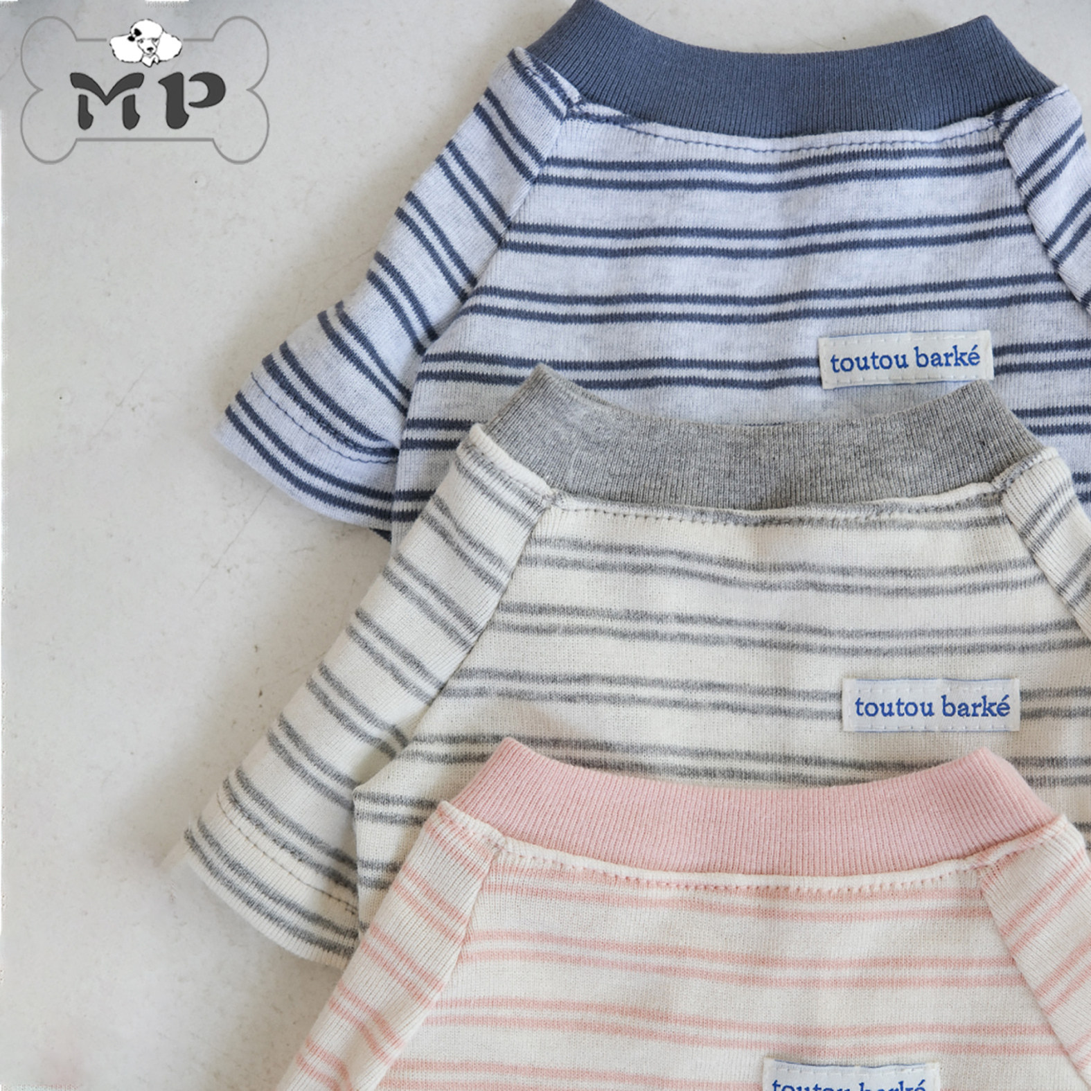 韩代宠物条纹日常舒适圆领上衣