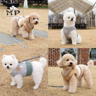 『Memory Pet』韩国parisdog宠物加绒拼色鸭子图案胸背牵引套装