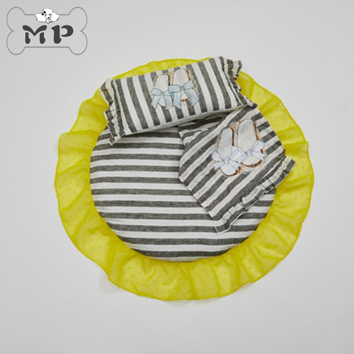 韩代宠物黑白条纹撞色圆形垫子