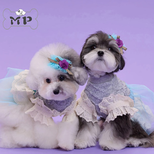 韩国comocomo宠物蕾丝荷叶袖 Pet 网纱蛋糕裙连衣裙发夹 Memory