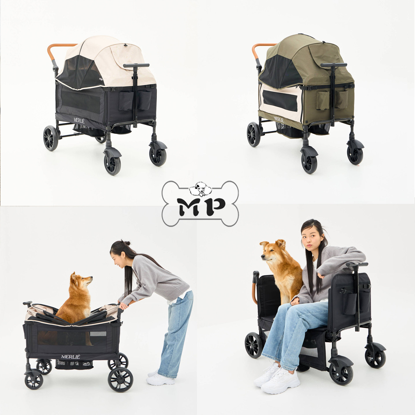 韩代一键折叠中大型犬宠物推车