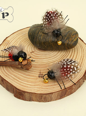 『Memory Pet』韩国代购宠物猫咪红色斑点羽毛虫逗猫棒替换头玩具