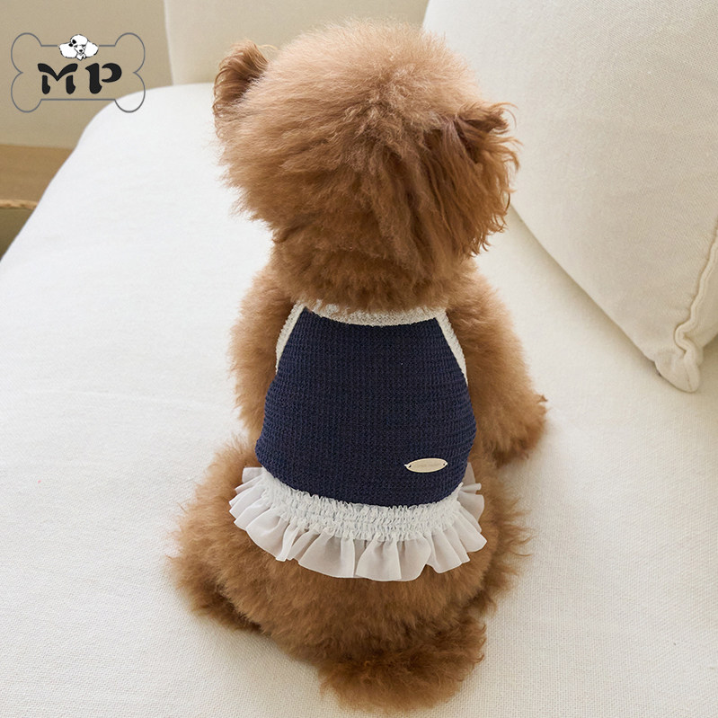 韩代宠物透气亚麻荷叶边吊带上衣