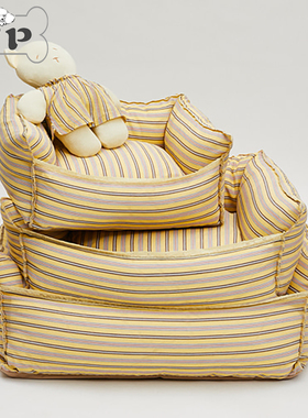 『Memory Pet』韩国louisdog宠物复古黄色条纹柔软小熊枕头/狗窝