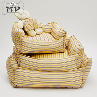 『Memory Pet』韩国louisdog宠物复古黄色条纹柔软小熊枕头/狗窝