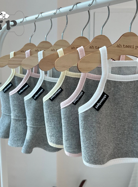 『Memory Pet』韩国ahtaeripet宠物舒适弹性彩色边灰色背心吊带裙