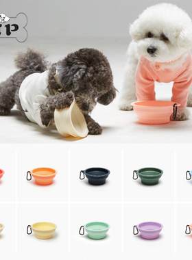 现货~韩国进口正品Inherent宠物猫狗便携外出硅胶折叠碗水碗
