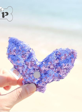 现货~韩国代购hikoinu宠物紫色亮片叶子项圈装饰配件