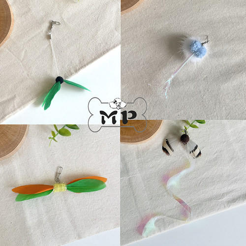 韩代蜻蜓麻雀逗猫棒替换头玩具