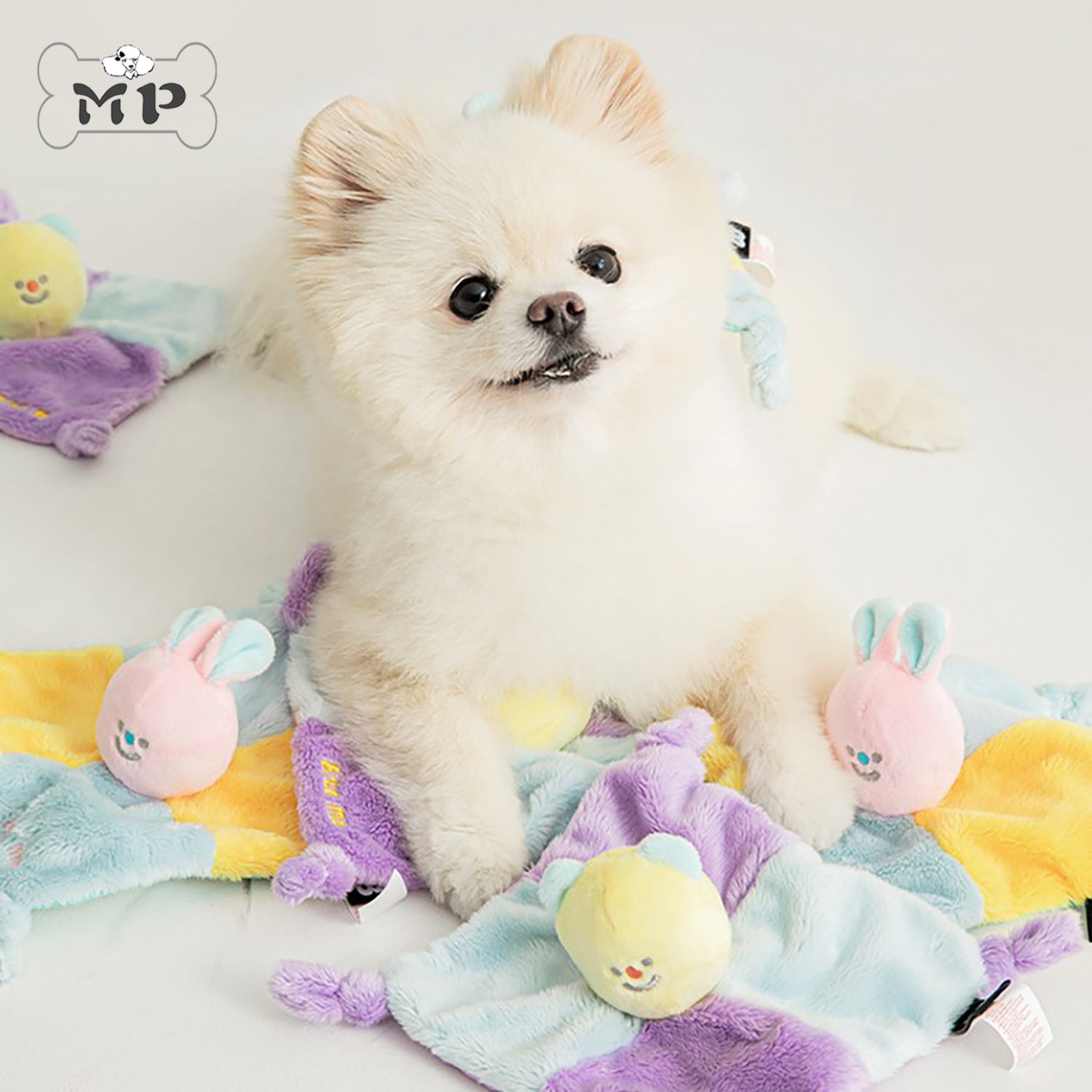 『Memory Pet』韩国biteme宠物狗小熊小兔响纸毛毯发声玩具安抚巾