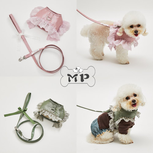 韩代宠物LD蕾丝网纱胸背牵引绳