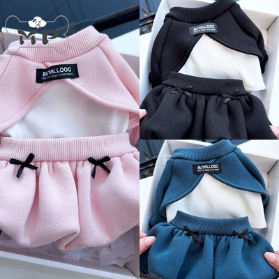 韩代宠物春秋拉绒卫衣蓬蓬花苞裙