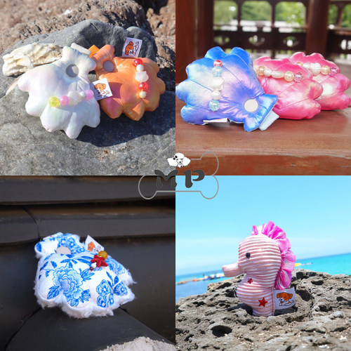 韩代宠物青花瓷贝壳海马项圈配饰