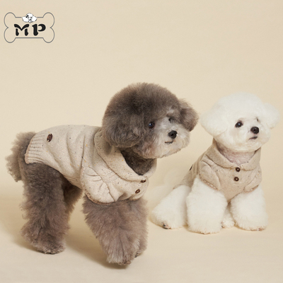 韩代宠物羊毛围巾领泡泡袖针织衫