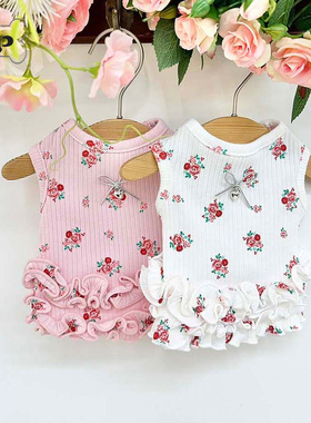 『Memory Pet』韩国代购zoobico宠物蝴蝶结爱心玫瑰花荷叶边背心