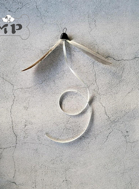 『Memory Pet』韩国宠物猫旋转羽毛白色长尾绳子逗猫棒替换头玩具