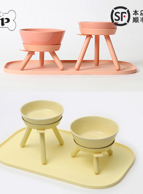部分现货~韩国正品Inherent宠物猫狗粉色黄色三脚桌陶瓷碗餐垫