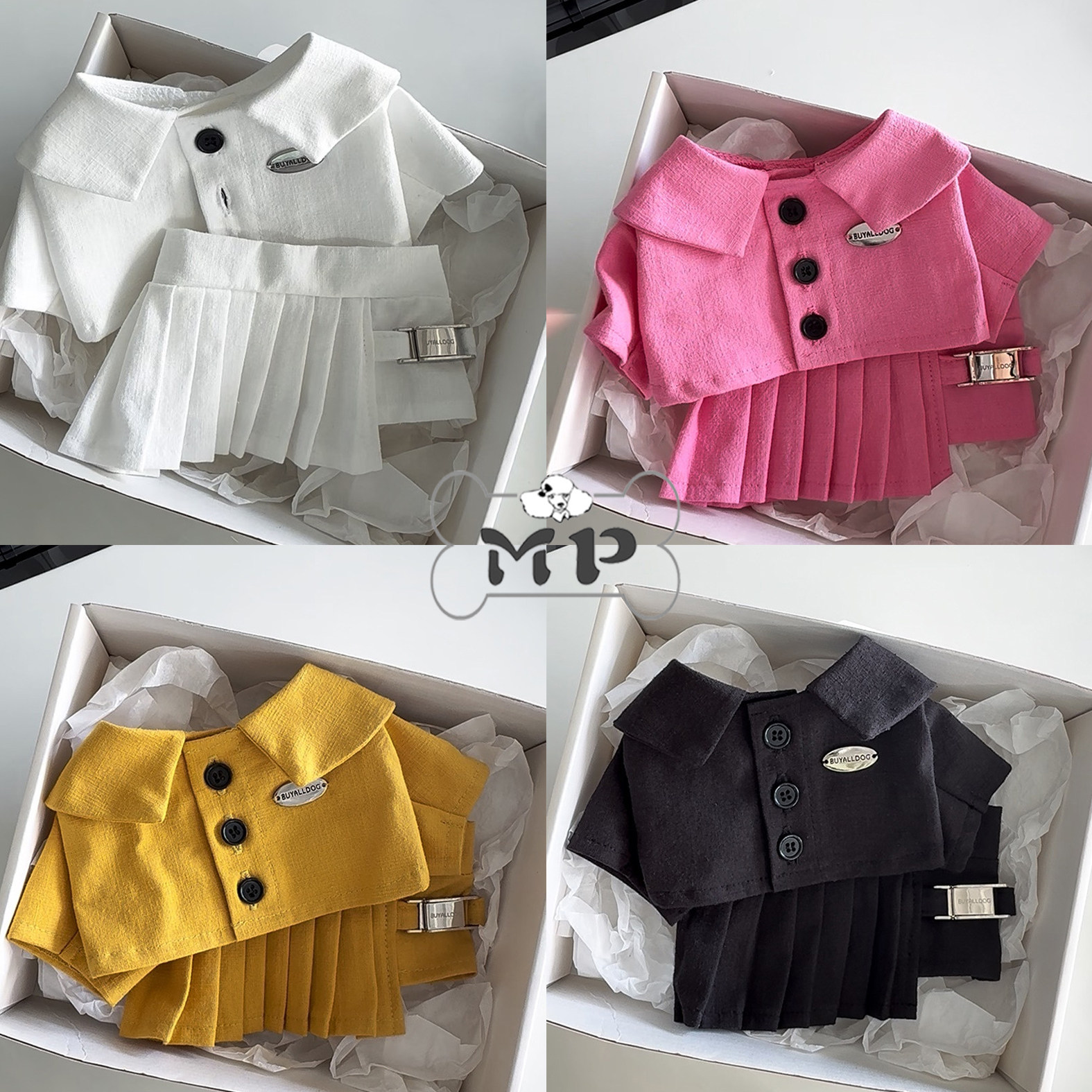 韩代秋宠物纯色翻领上衣/半身裙