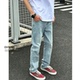 复古水洗浅蓝色裤 牛仔裤 子春秋季 潮牌直筒百搭修身 男款 Entong美式