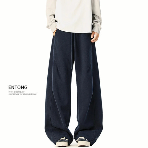 藏青色美式cleanfit弯刀卫裤