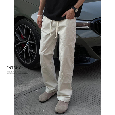 夏季薄款美式斜切休闲裤