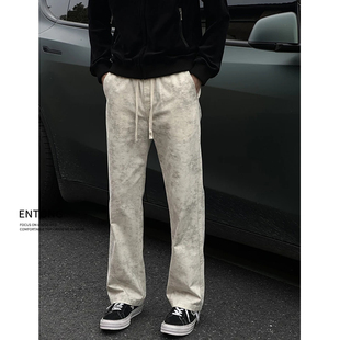 子男款 百搭直筒宽松长裤 春秋季 美式 新款 Entong扎染复古纹理休闲裤
