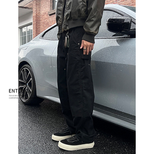Entong黑色潮流复古工装牛仔裤男裤子美式高街百搭宽松直筒伐木裤
