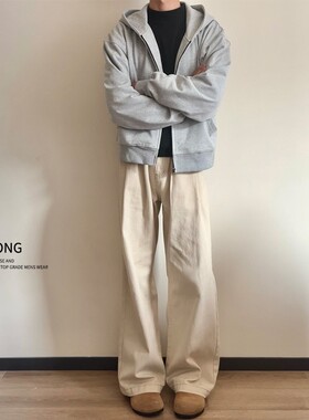 Entong日系复古简约工装休闲裤男款春秋宽松基础百搭vibe阔腿裤子