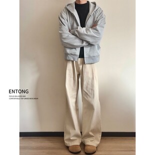 Entong日系复古简约工装休闲裤男款春秋宽松基础百搭vibe阔腿裤子