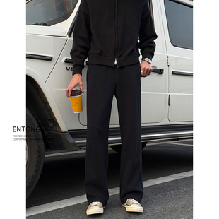 黑色百搭直筒运动裤 cleanfit垂感休闲裤 卫裤 美式 子 男款 Entong春季